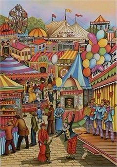 Auf der Messe, Volkskunst-Lithographie von Ari Gradus