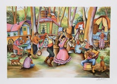 Gypsy Fever, Folk Art Lithograph by Ari Gradus