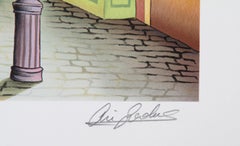 Pigeon Feeder, Folk Art Lithograph by Ari Gradus