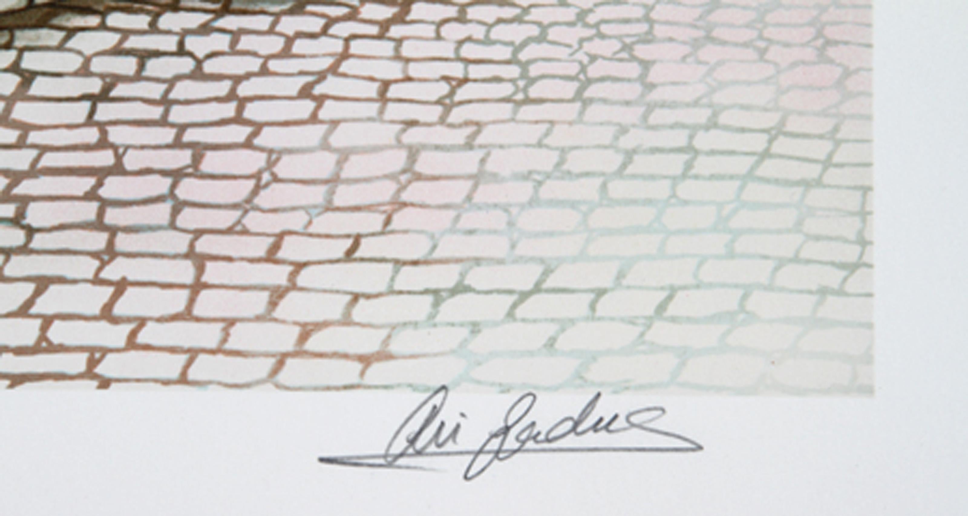 Sidewalk Cafe, litografía de arte popular de Ari Gradus en venta 1