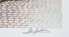 Sidewalk Cafe, Folk Art Lithograph by Ari Gradus