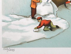 Winter Fantasy, Folk Art Lithograph by Ari Gradus