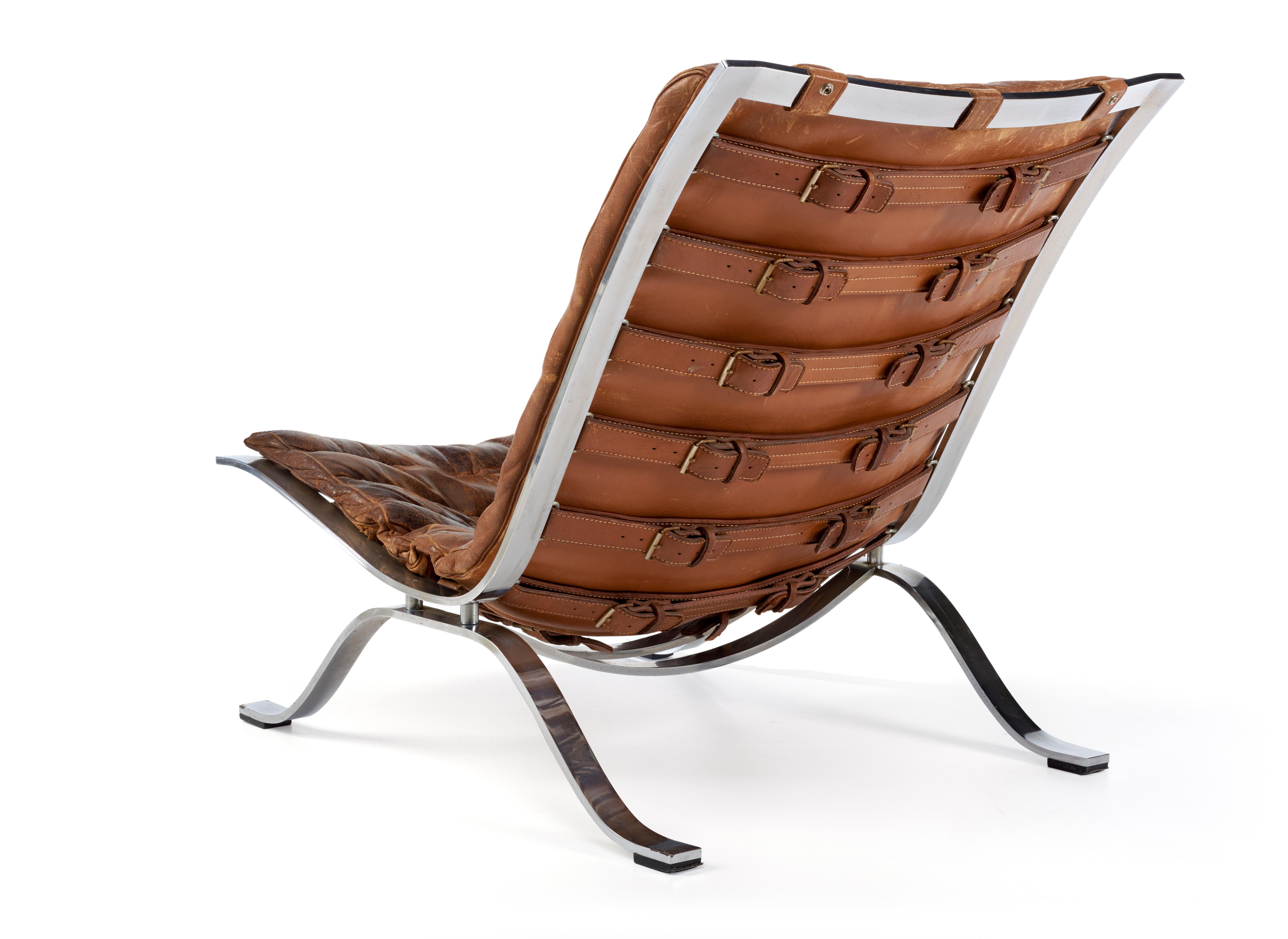 Mid-Century Modern Ari Lounge Chair by Arne Norell Leather, 1960s, Sweden For Sale