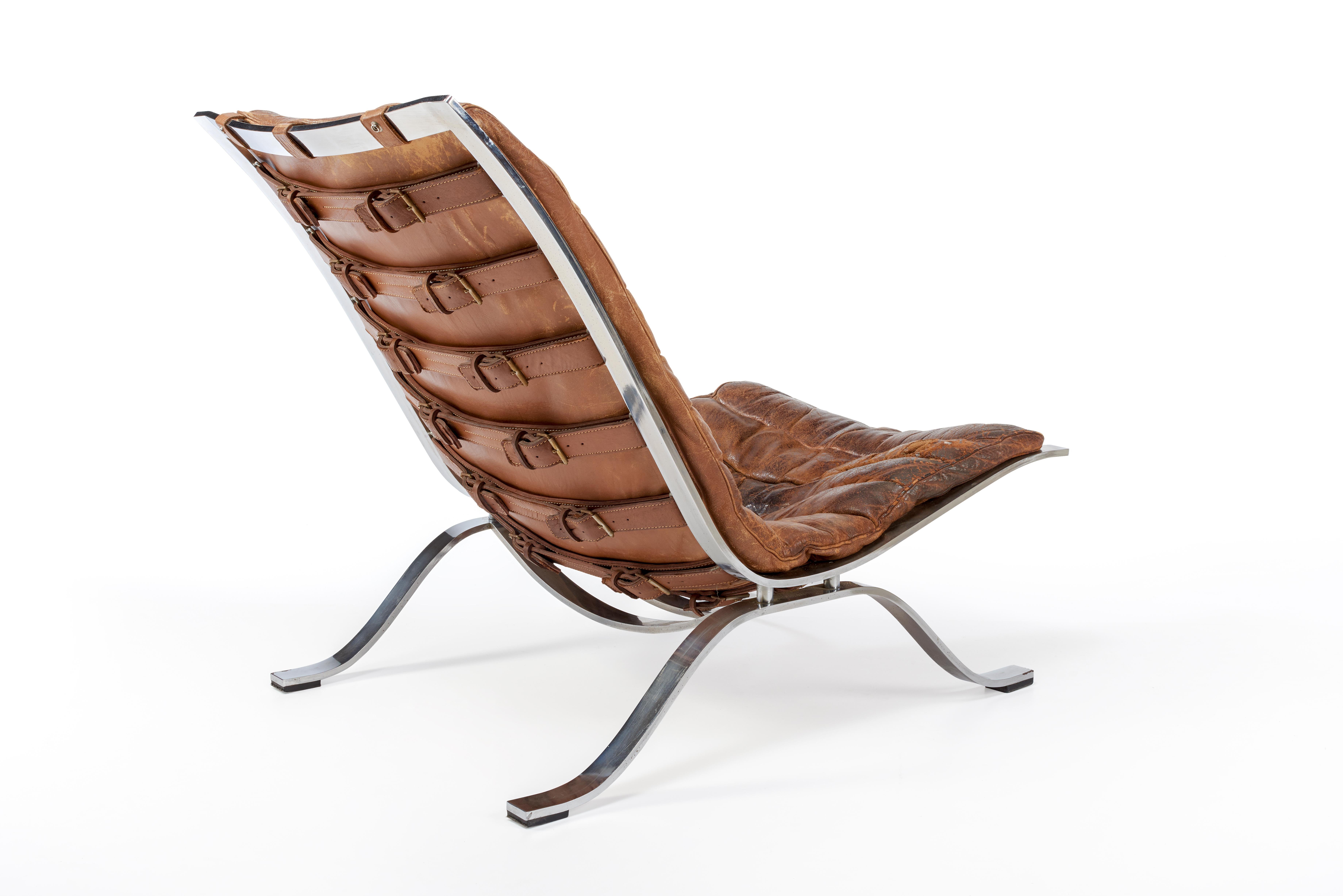 Swedish Ari Lounge Chair by Arne Norell Leather, 1960s, Sweden For Sale
