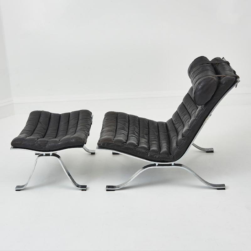 British Ari lounge chair with ottoman by Arne Norell for Norell Möbel AB, 1970s