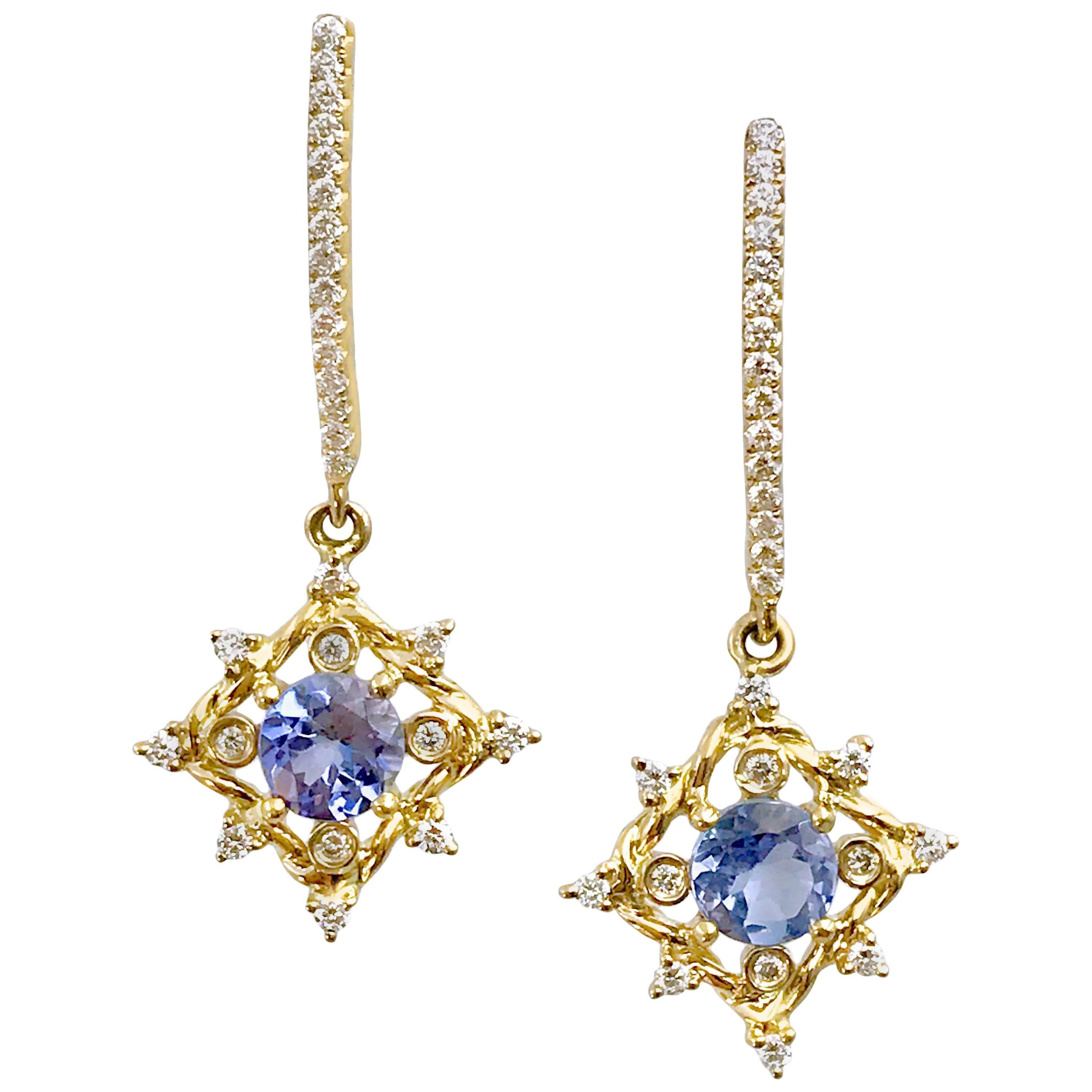 Crown Jewelry 14 Karat Gold Plated Double Strand Tanzanite and Quartz Necklace