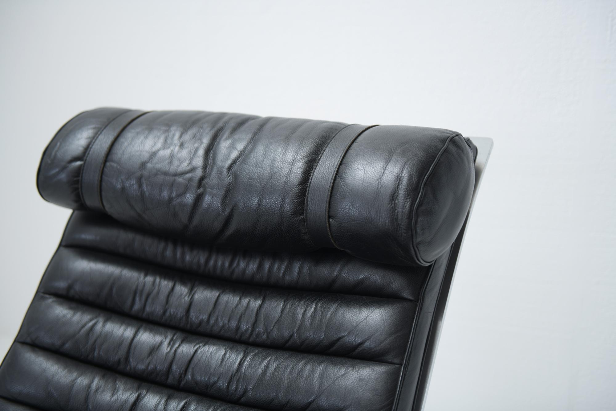 ARI Vintage Lounge Chair in Black Leather, Arne Norell, Möbel AB 5