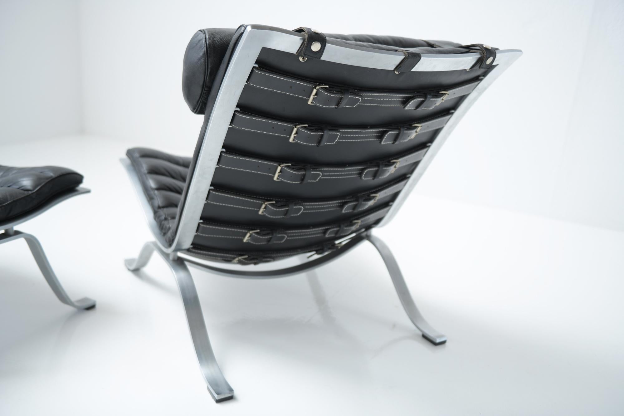 ARI Vintage Lounge Chair in Black Leather, Arne Norell, Möbel AB 6