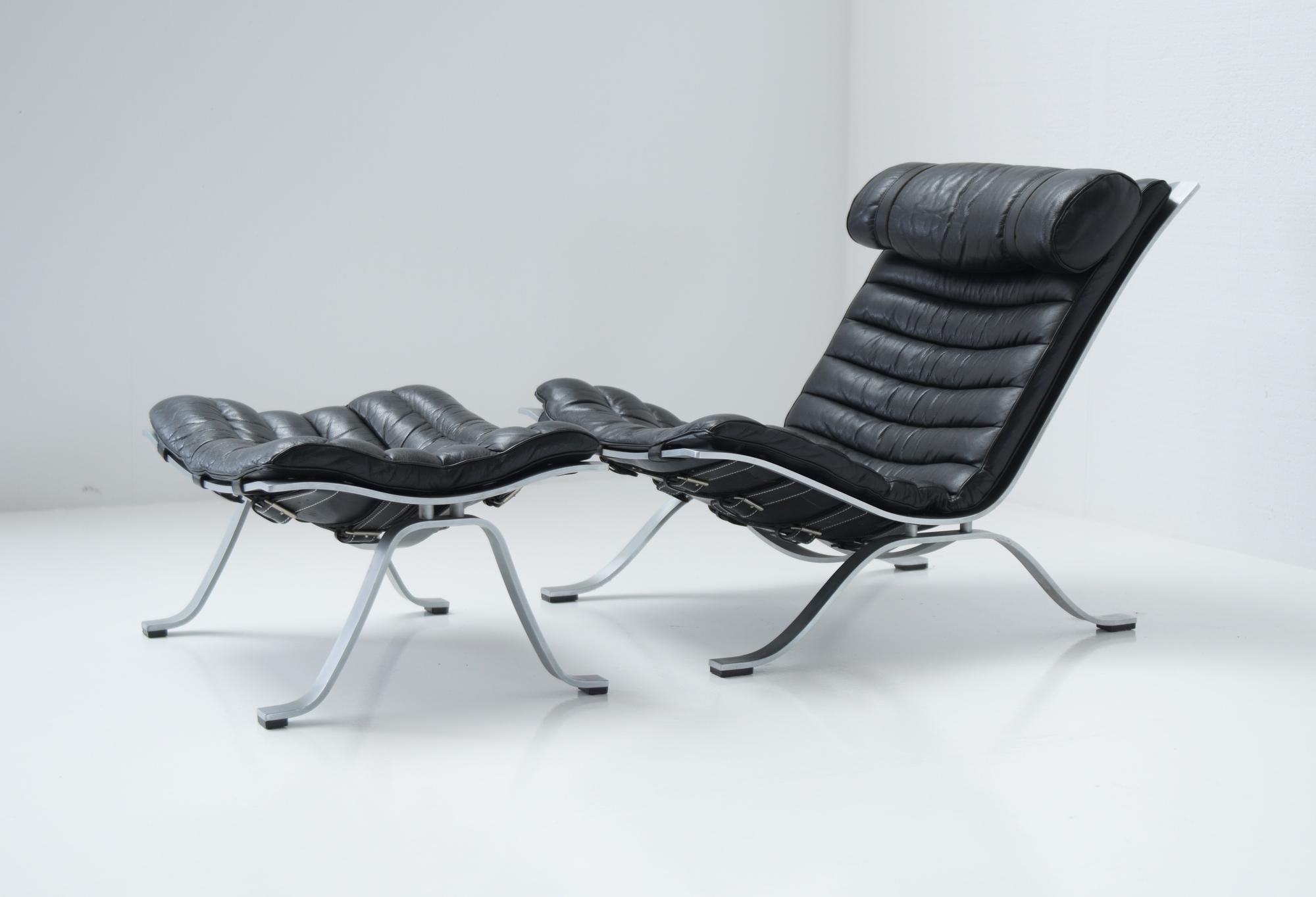 Mid-Century Modern ARI Vintage Lounge Chair in Black Leather, Arne Norell, Möbel AB