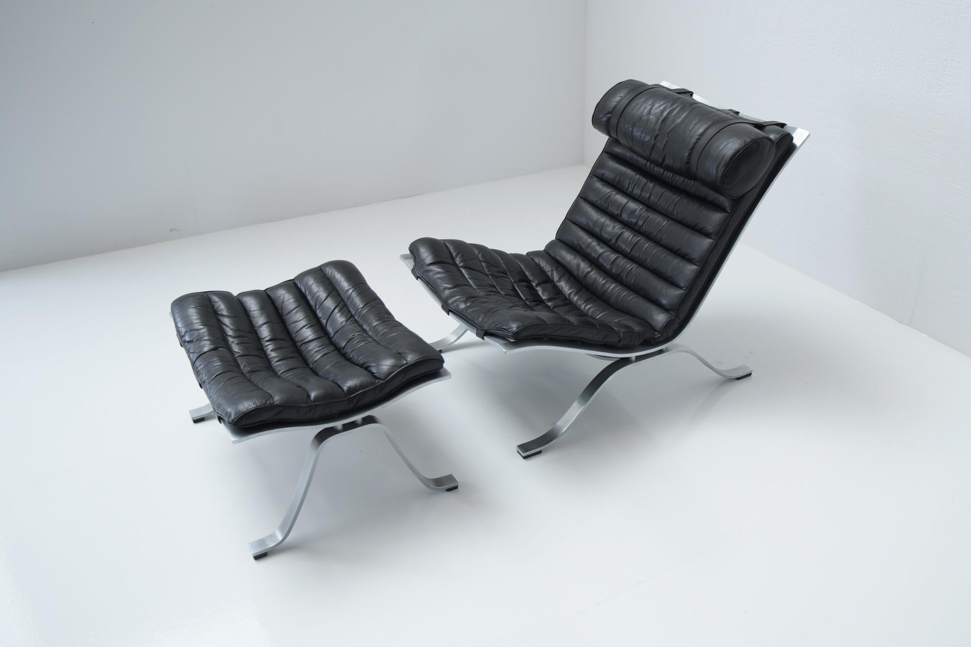 ARI Vintage Lounge Chair in Black Leather, Arne Norell, Möbel AB In Good Condition In Buggenhout, Oost-Vlaanderen