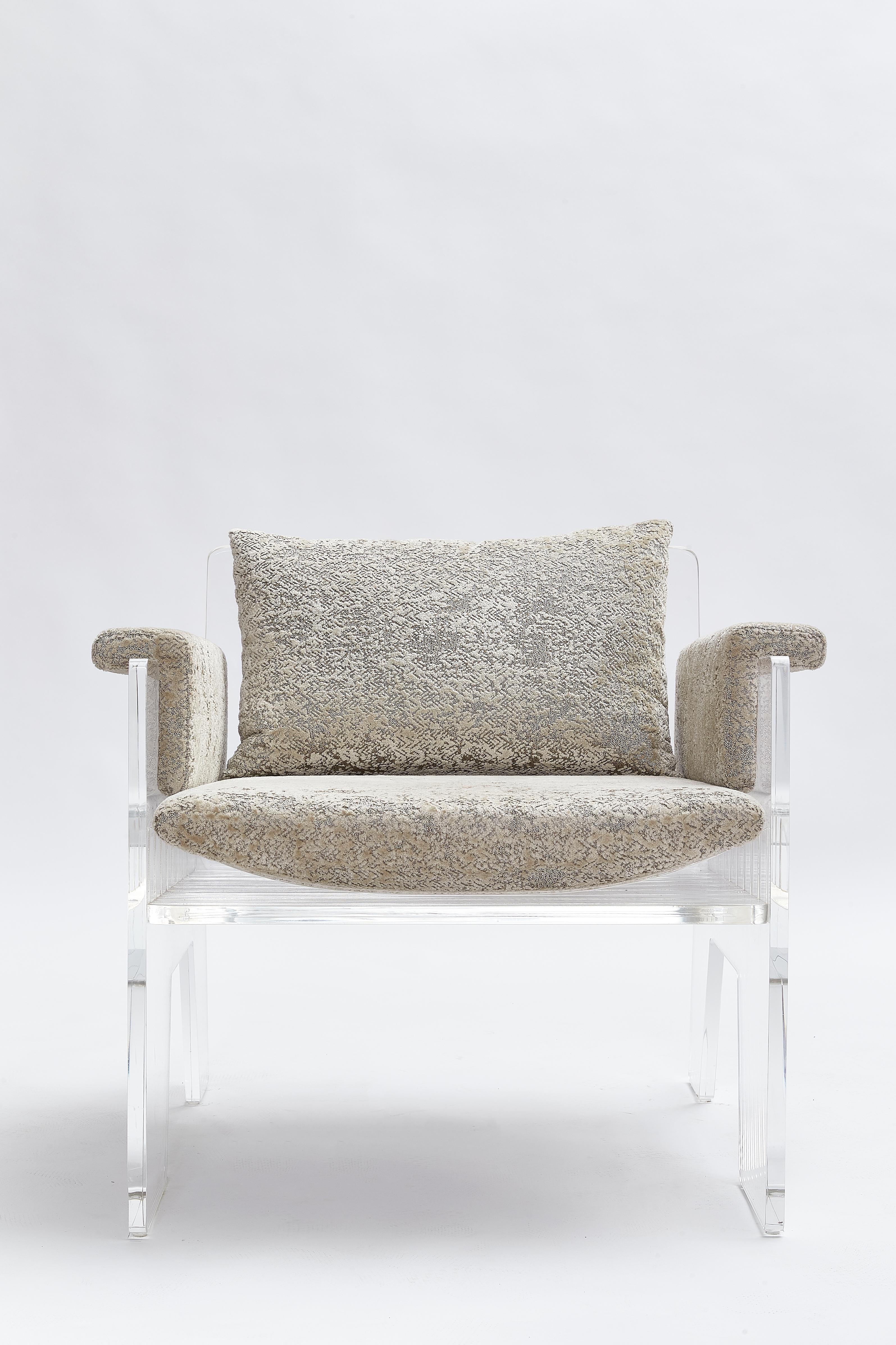 Velvet Aria Armchair from Acrylic Series by Objective Collection OBJ+ For Sale