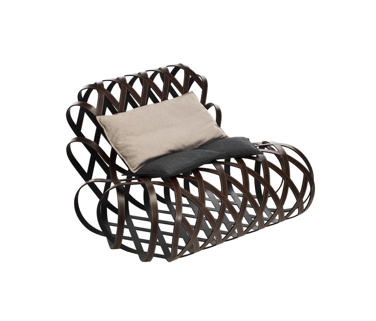 Italian Aria Armchair Brown Saddle Leather by La Cividina For Sale
