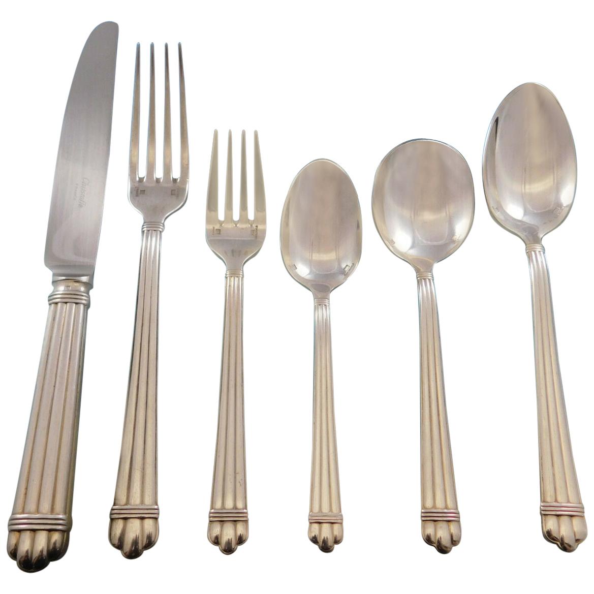 Aria by Christofle France Silverplate Flatware Service for 8 Set 48 Pcs Dinner