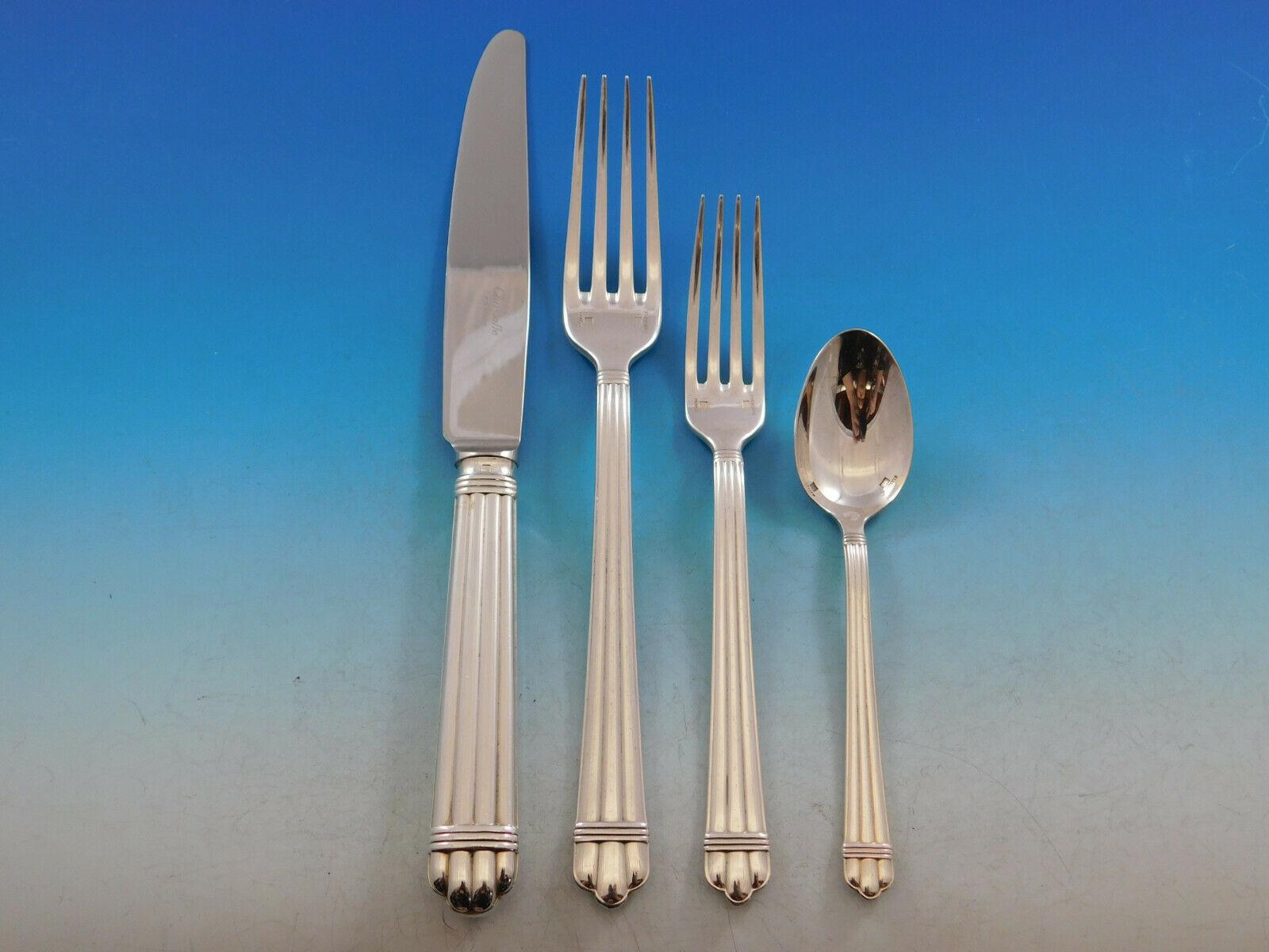 French Aria by Christofle France Silver Plate Flatware Service for 8 Set 76 Pcs Dinner