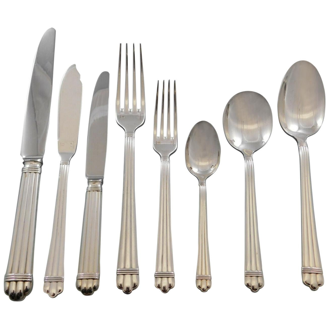 Aria by Christofle France Silver Plate Flatware Service for 8 Set 76 Pcs Dinner