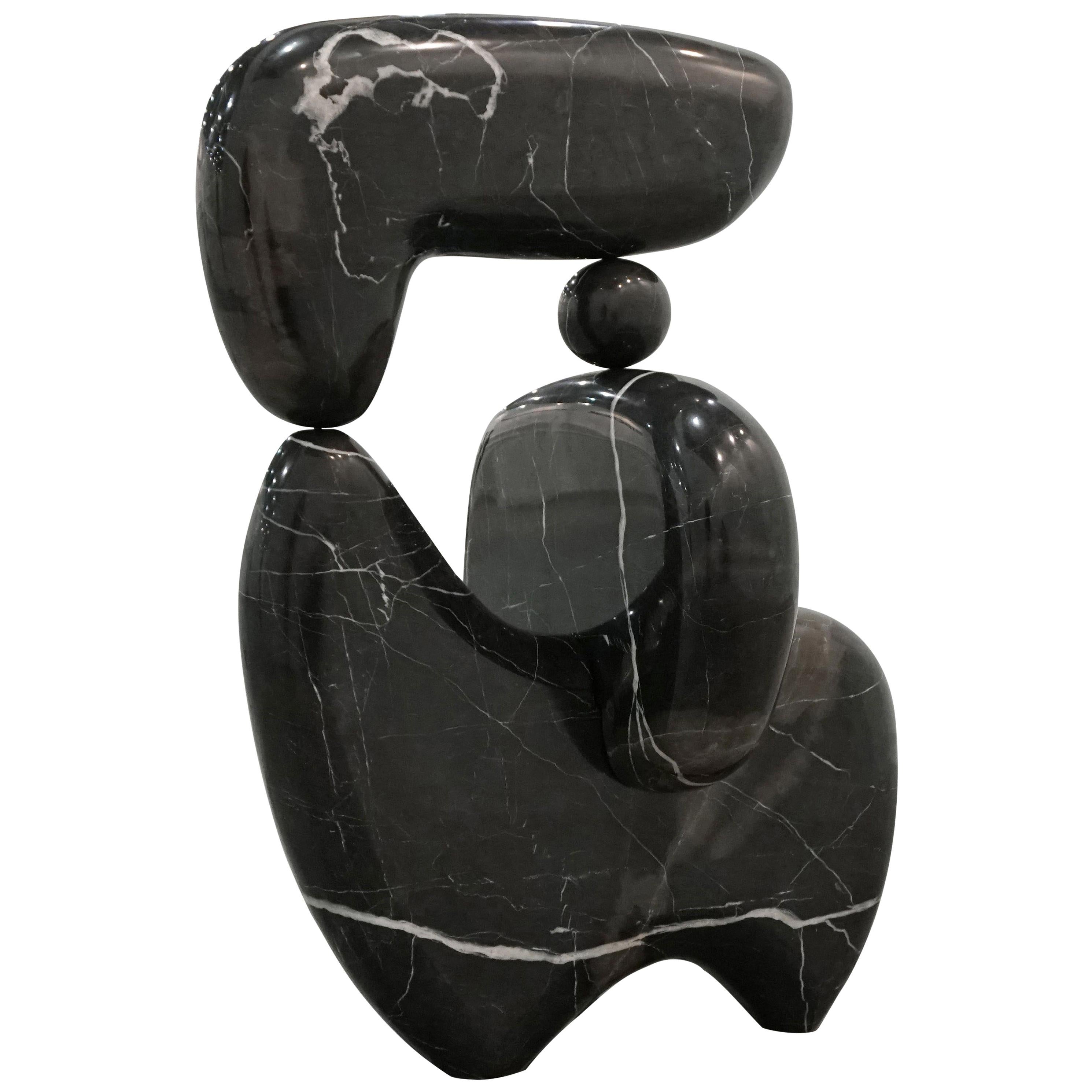 ARIA COMPOSITION I, Black Marble Abstract Sculpture by Rebeca Cors 