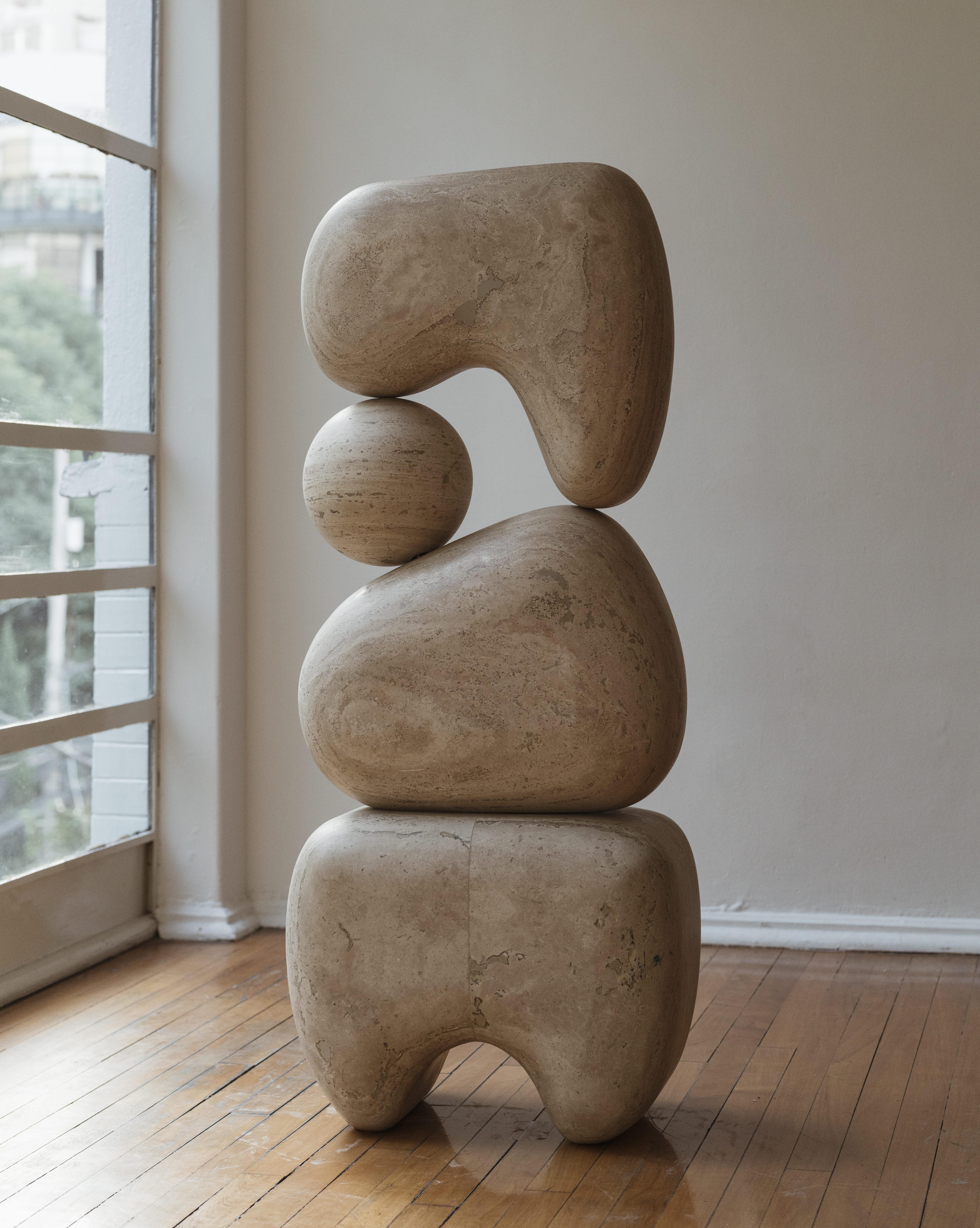 Minimalist ARIA COMPOSITION V, Travertine Marble Sculpture by Rebeca Cors For Sale