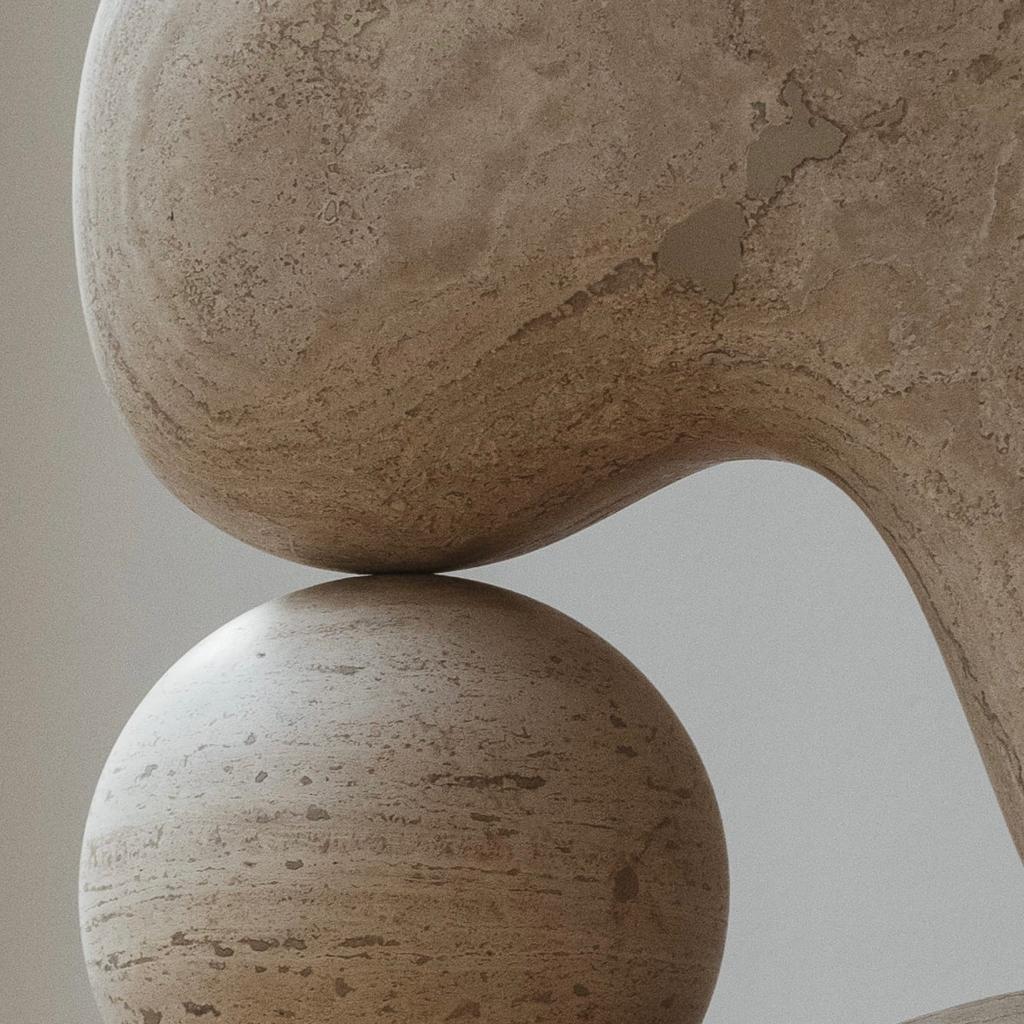 Mexican ARIA COMPOSITION V, Travertine Marble Sculpture by Rebeca Cors For Sale