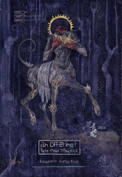 "TRiCK" (2024) By Aria Fawn, Watercolor and 24K Gold Leaf Mysticism Painting