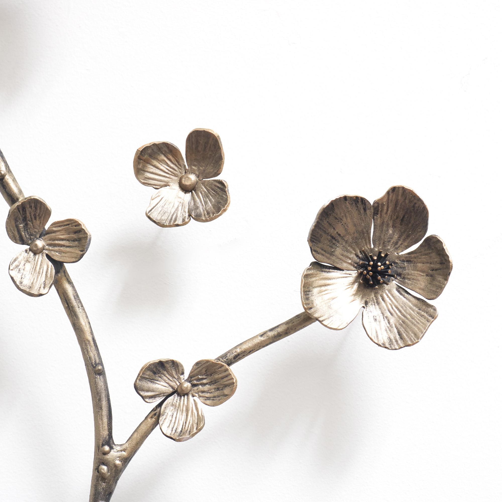 Welded Aria Floral Wall Sculpture in Gold Rubbed Black For Sale