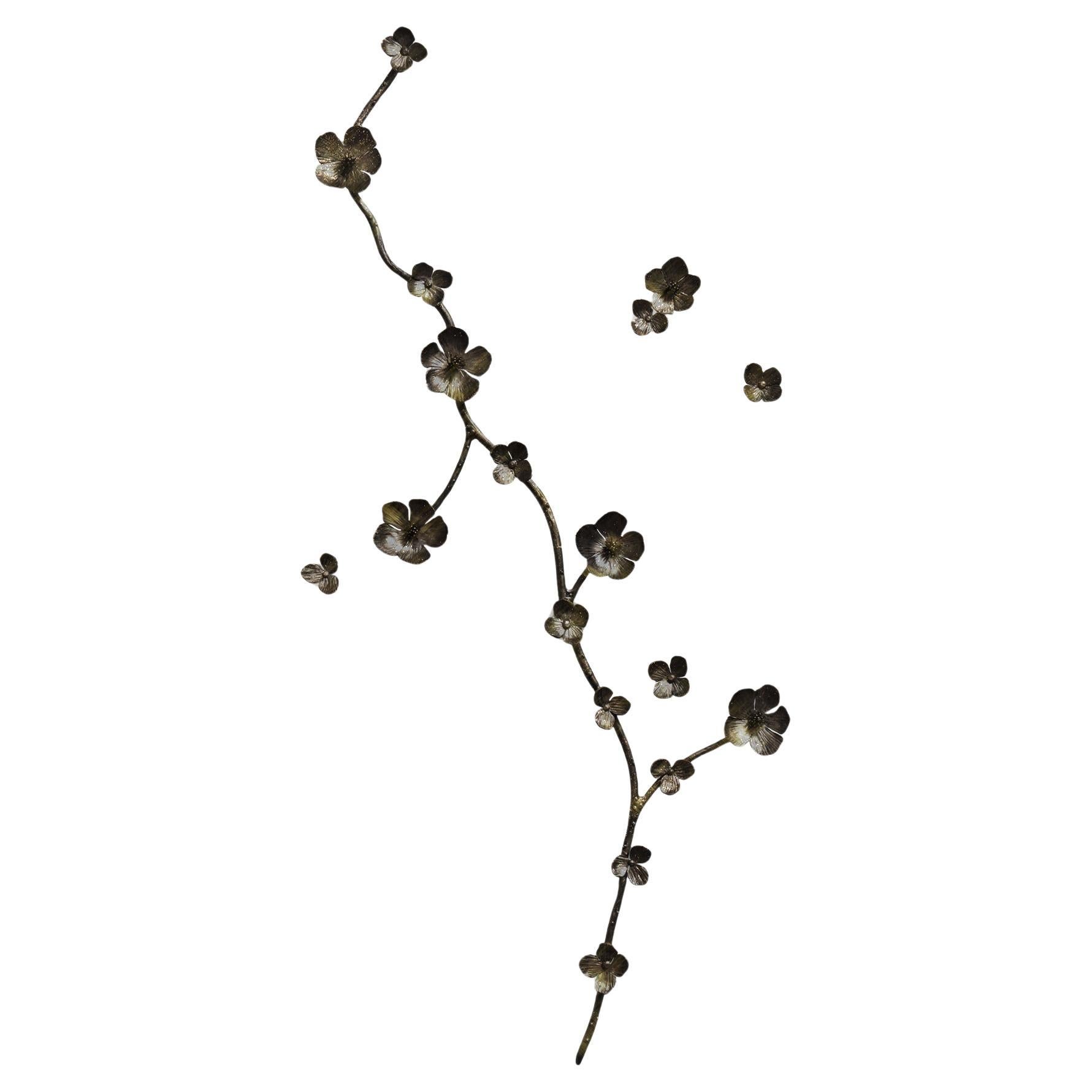 Escultura Floral de Pared Aria en Negro Dorado