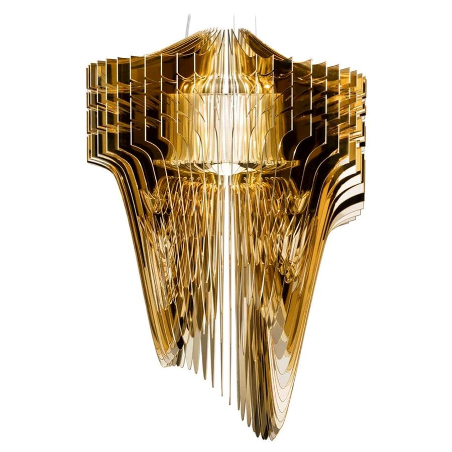 Aria Gold Suspension Lamp by Zaha Hadid Made in Italy