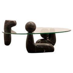 ARIA II TABLE,  Black Marble Utility Sculpture by Rebeca Cors