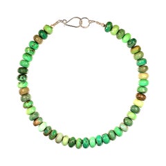 Aria Jewelry Design 18 Inch Green Chrysoprase Rondel Necklace