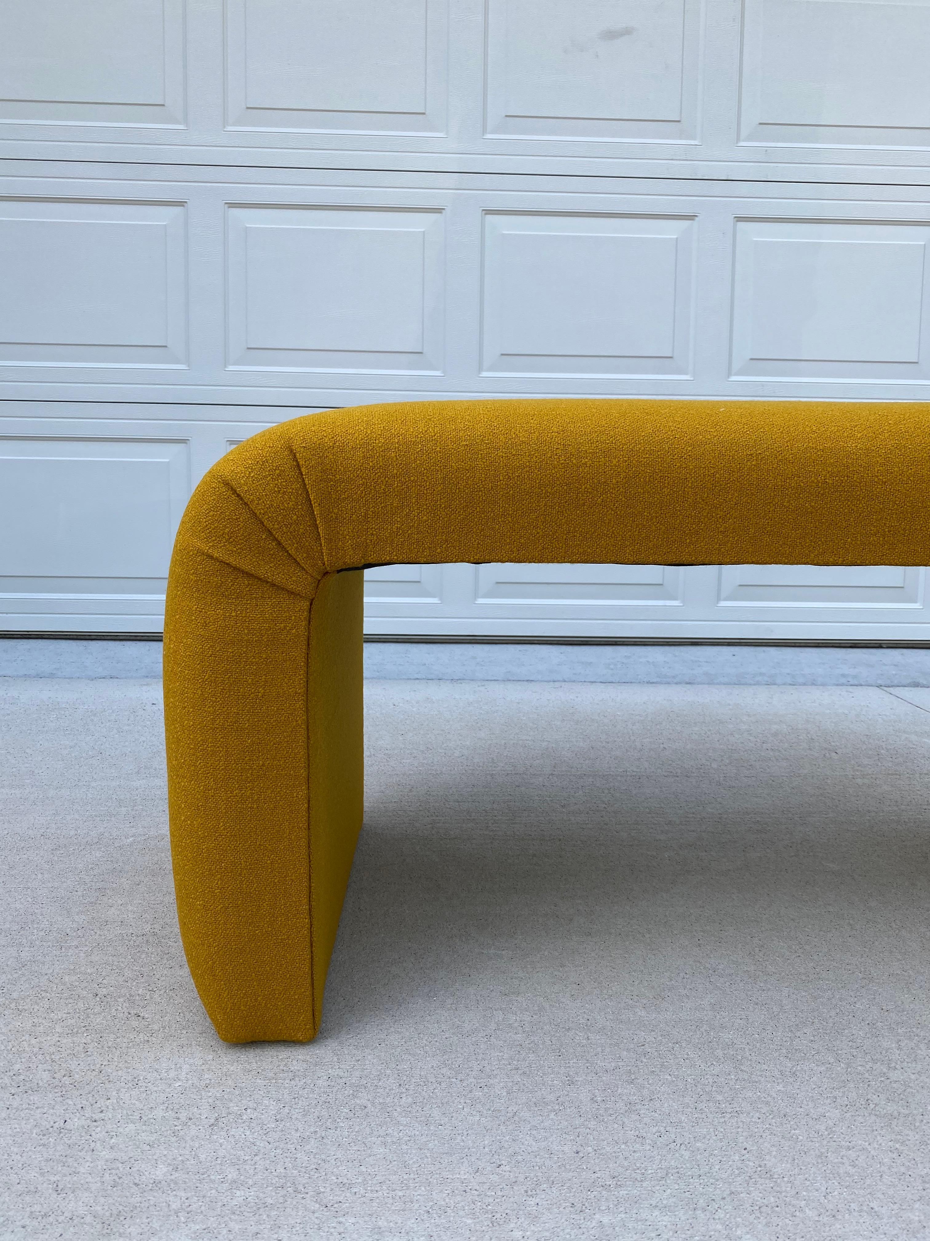 Bring some sunshine into any room with our Aria Waterfall Bench.  These are hand-crafted by our upholstery shop in Medina, Ohio, and are comprised of the highest quality materials.  The frames are constructed of hard maple to ensure strength and