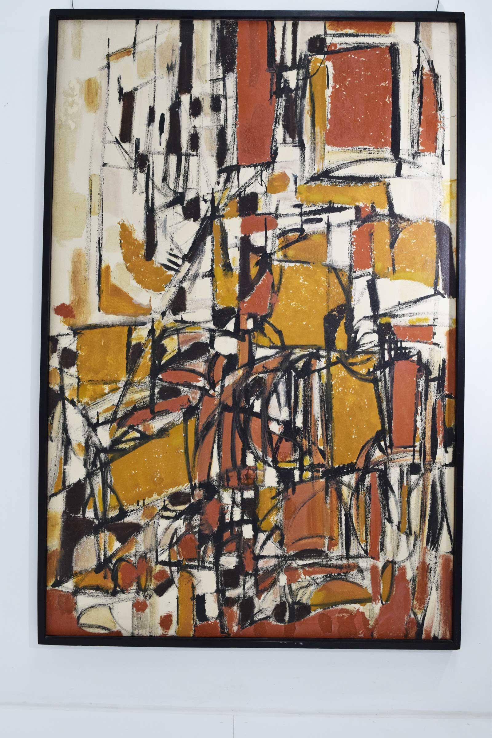 Beautiful large abstract work by Ariadna Liebau, (Russian / German, 1912-1990s) 1950s, signed. Measures: 70.5