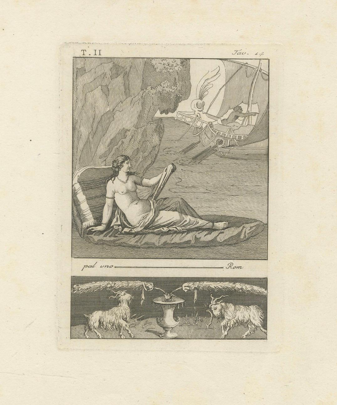Late 18th Century Ariadne Abandoned on Naxos by Theseus: Piroli’s Classical Engraving, 1789 For Sale