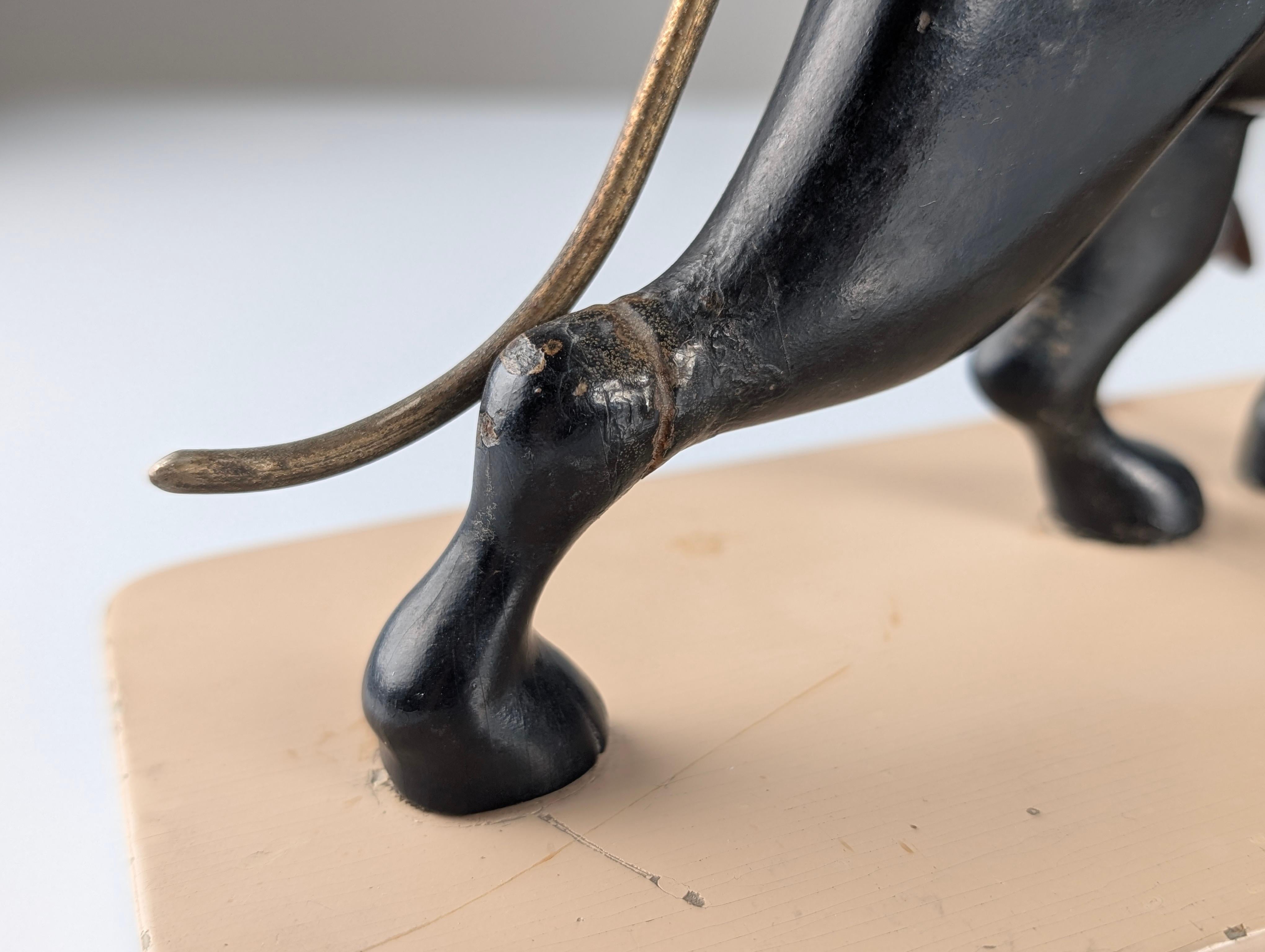 Ariadne and the Panther, Art Deco Sculpture in Wood and Brass, 1920s For Sale 8