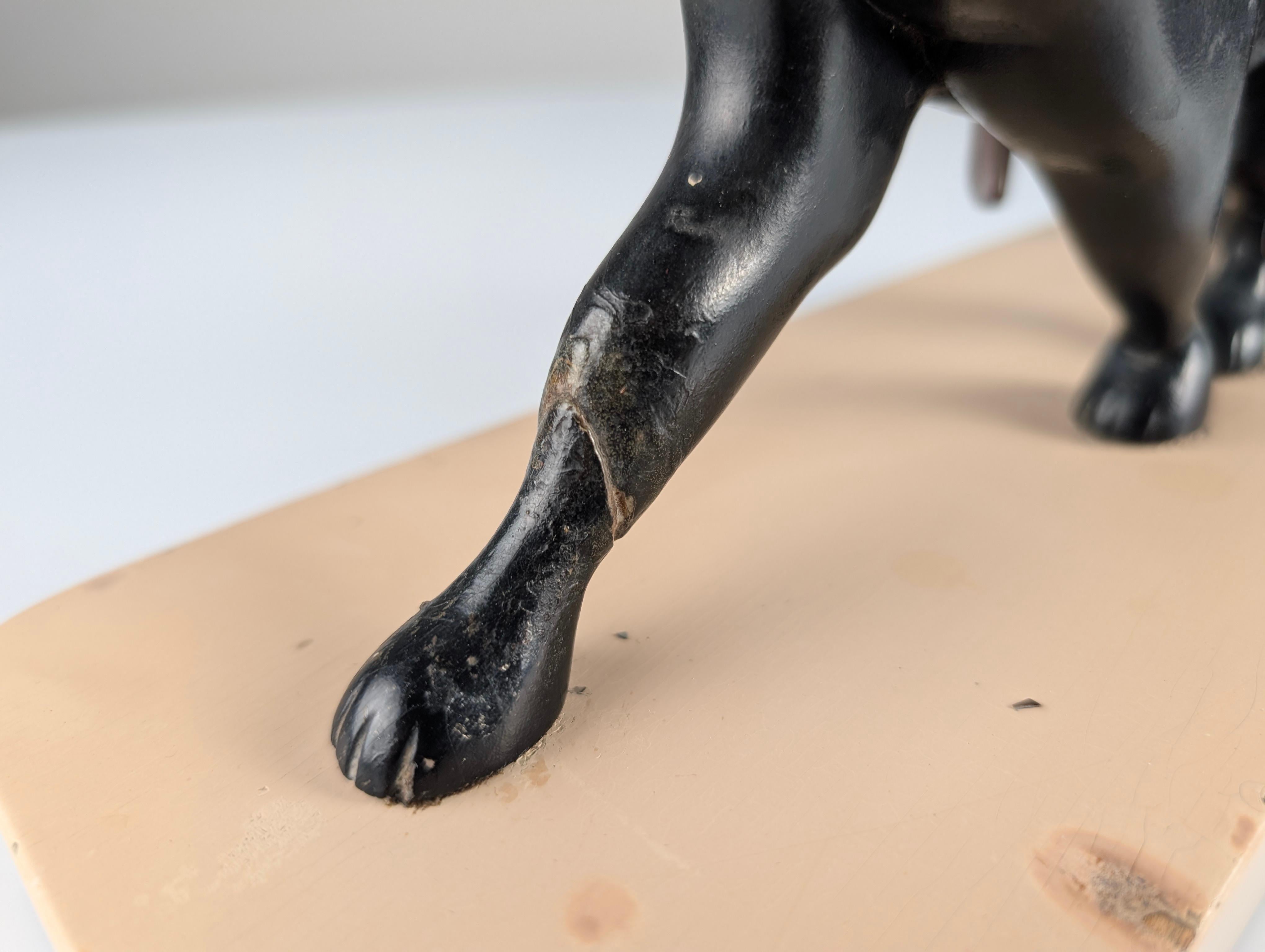 Ariadne and the Panther, Art Deco Sculpture in Wood and Brass, 1920s For Sale 2