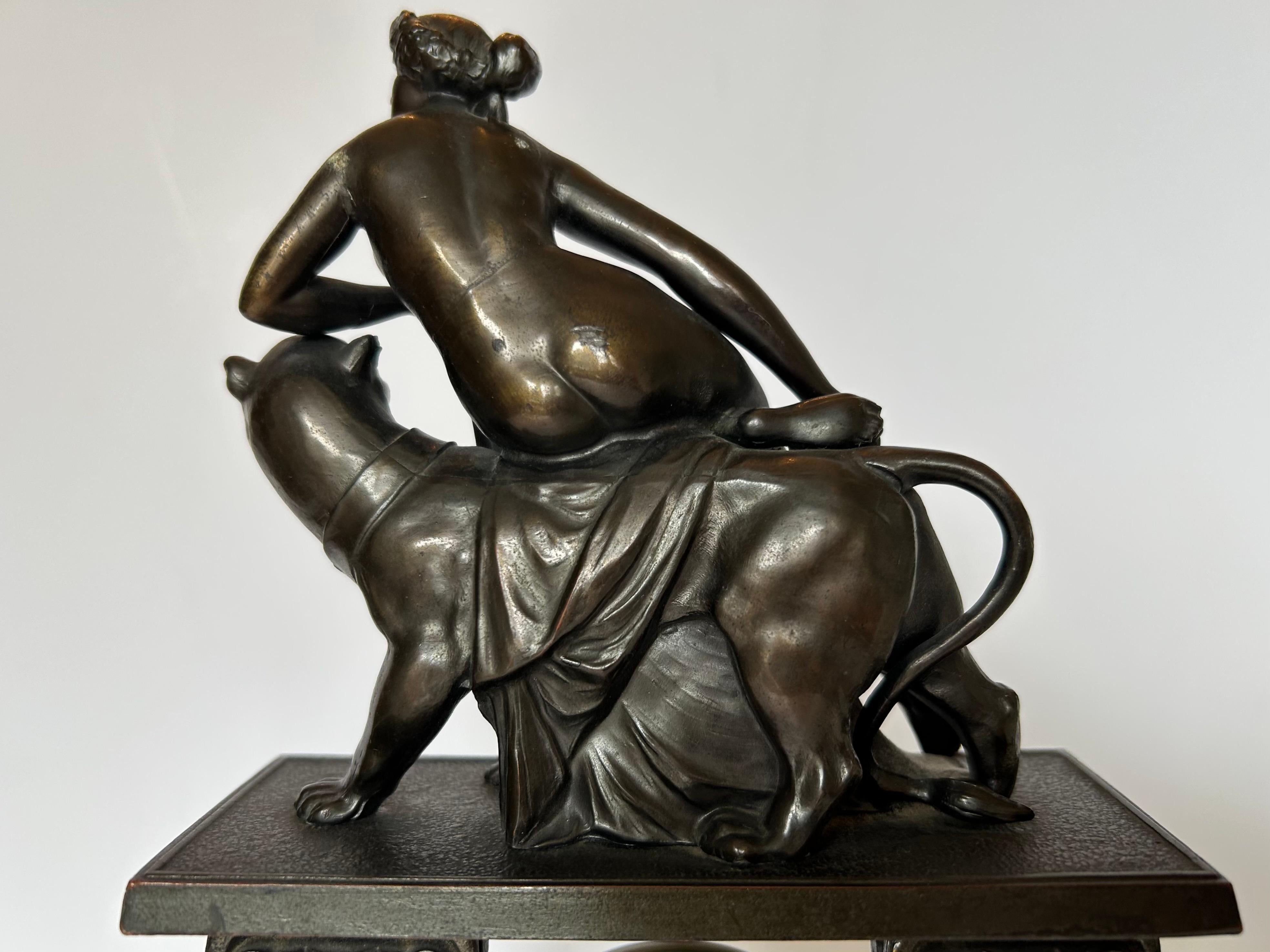 Ariadne and the Panther Bronze After Johann Heinrich Dannecker, Mantel Clock For Sale 4