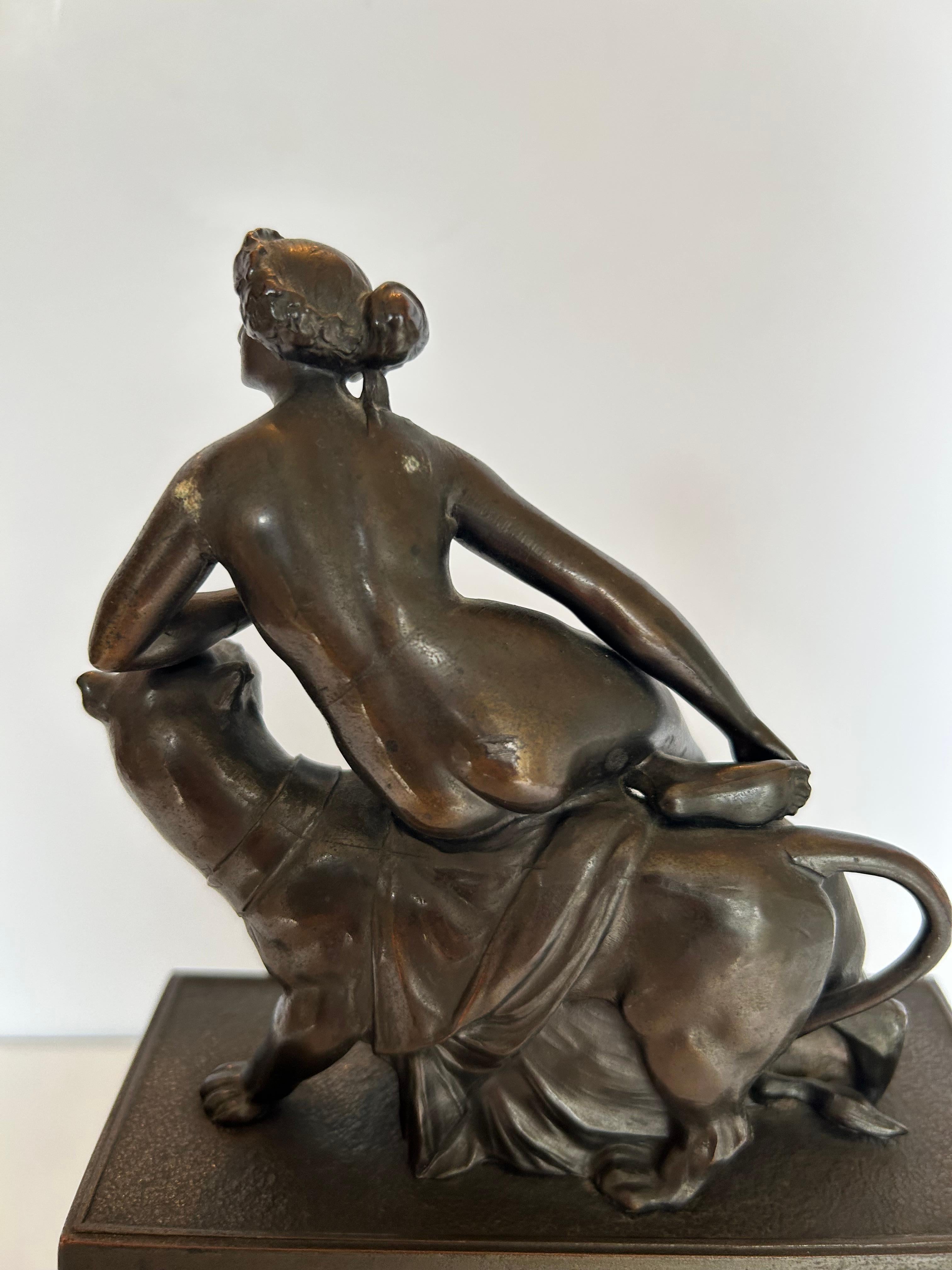 Ariadne and the Panther Bronze After Johann Heinrich Dannecker, Mantel Clock For Sale 5