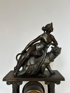 Ariadne and the Panther Bronze After Johann Heinrich Dannecker, Mantel Clock