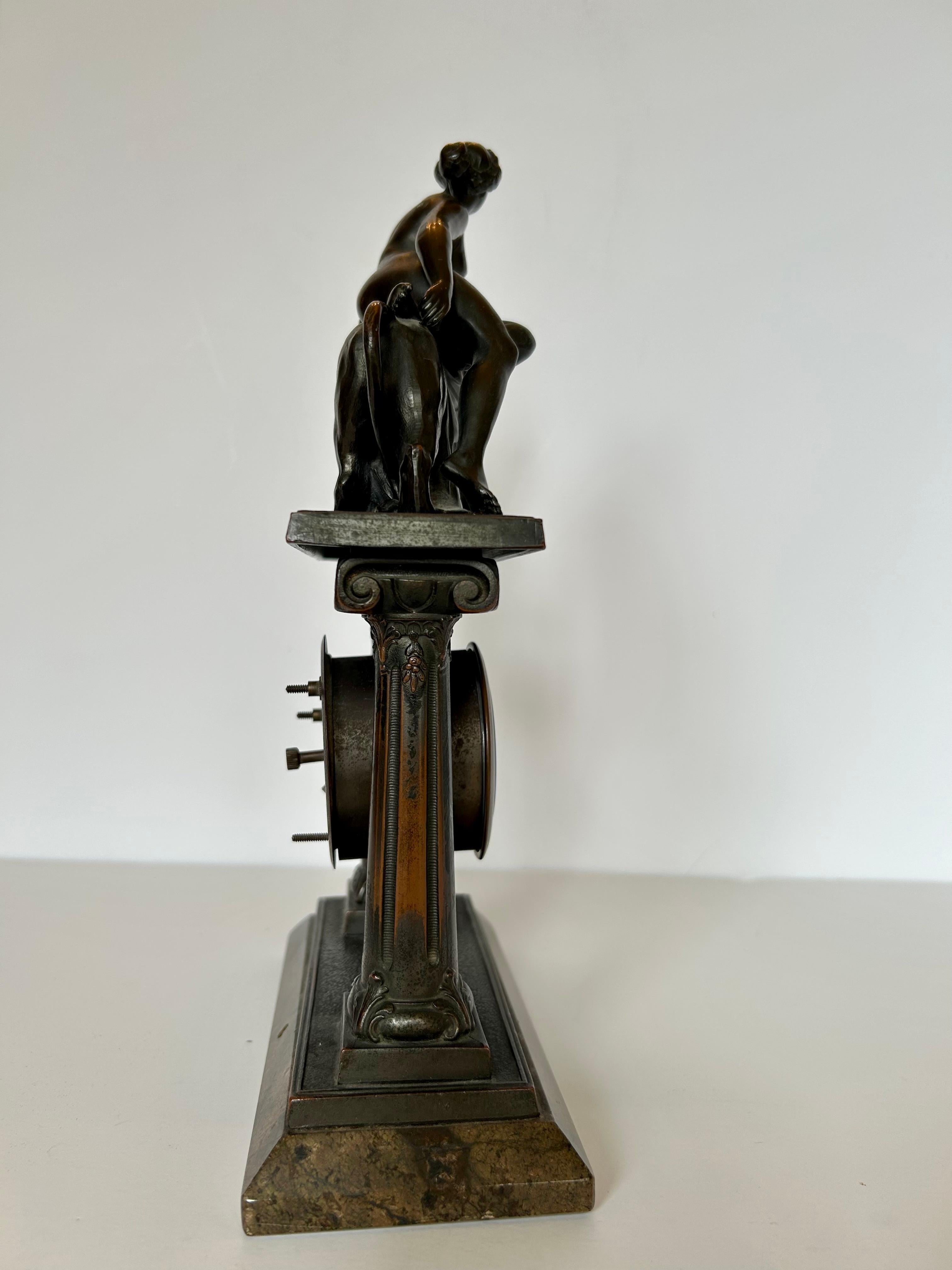 19th Century Ariadne and the Panther Bronze After Johann Heinrich Dannecker, Mantel Clock For Sale