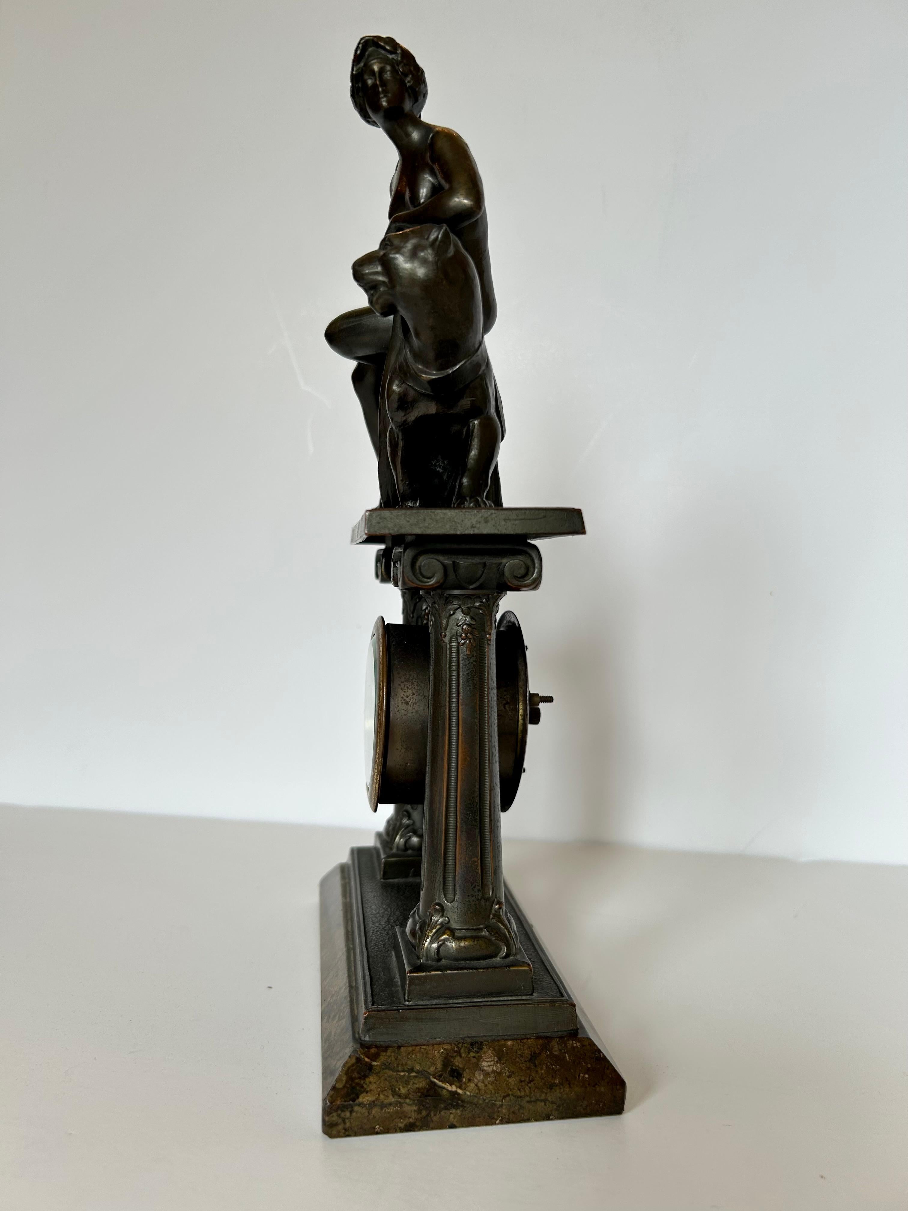 Ariadne and the Panther Bronze After Johann Heinrich Dannecker, Mantel Clock For Sale 1