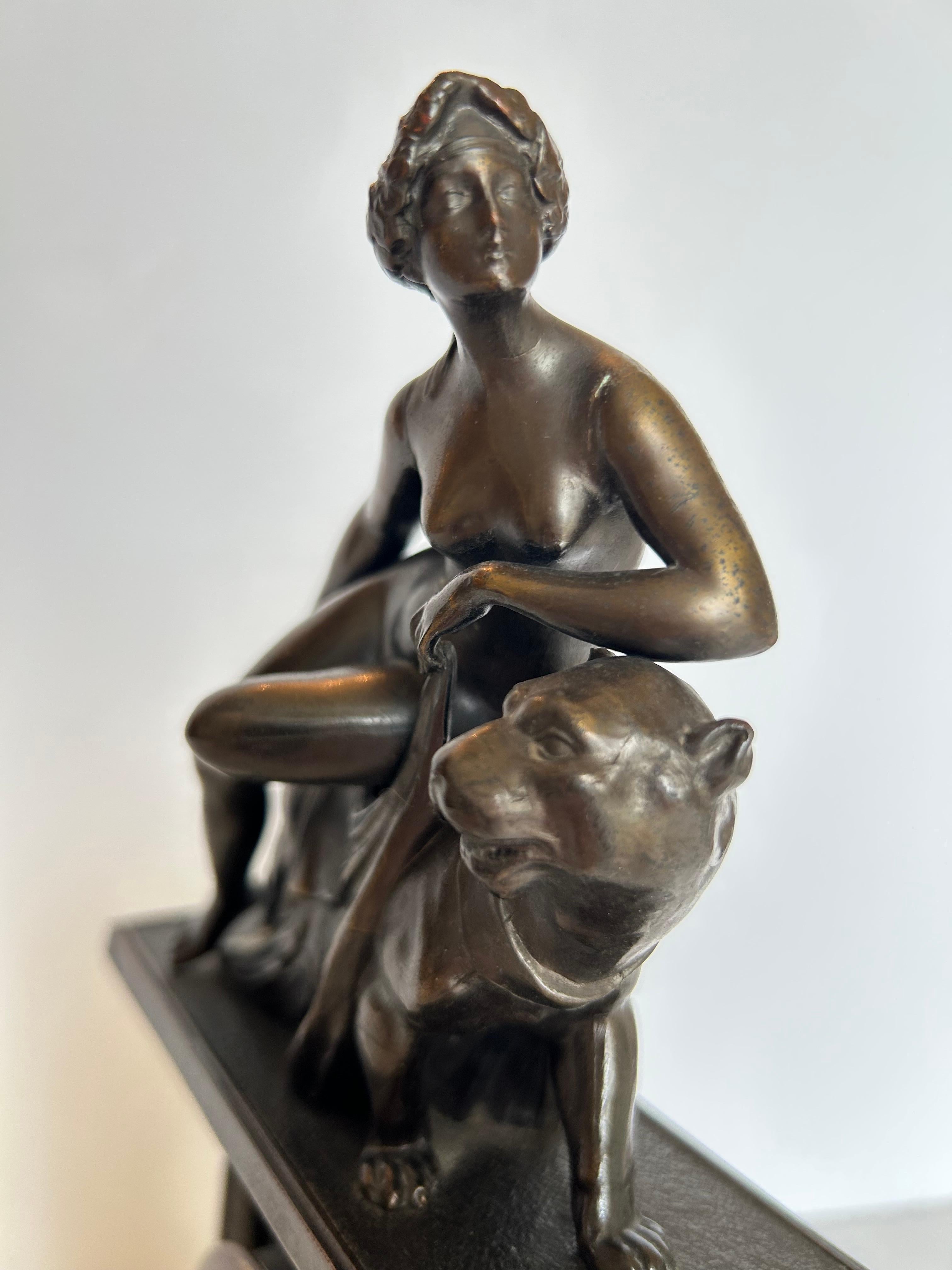 Ariadne and the Panther Bronze After Johann Heinrich Dannecker, Mantel Clock For Sale 2