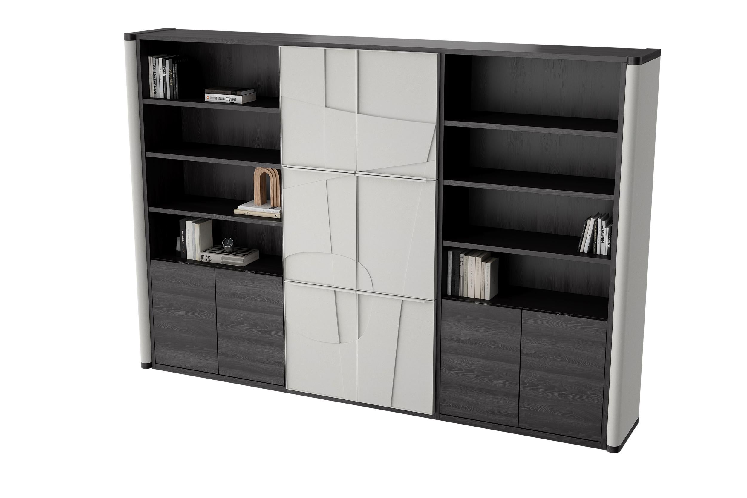 Italian Ariadne, Black and White Library Wall Units by Ultramobili For Sale