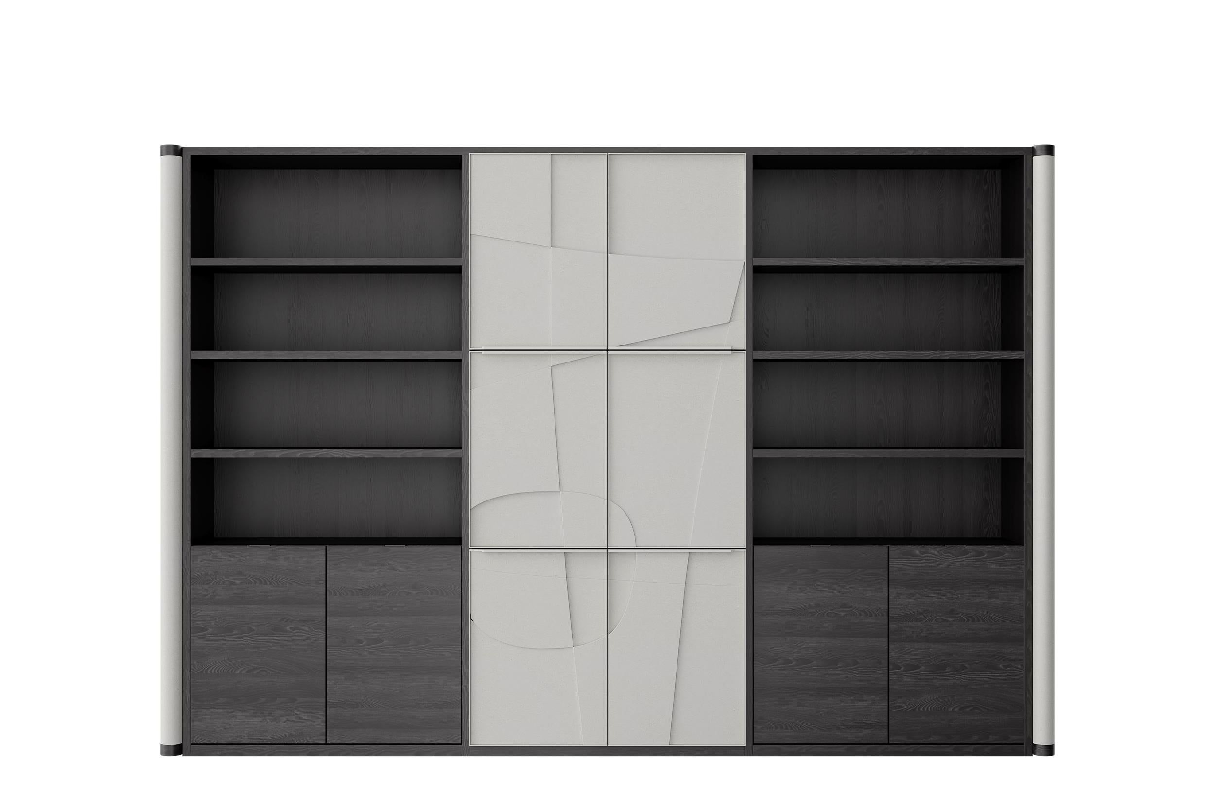 Contemporary Ariadne, Black and White Library Wall Units by Ultramobili For Sale