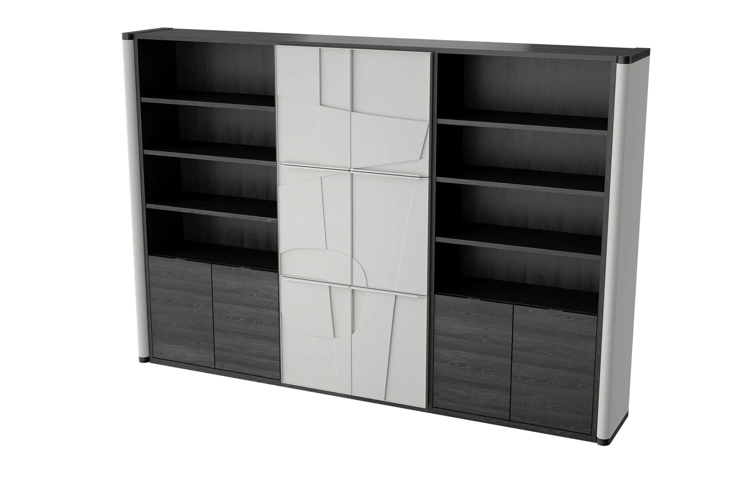 Ariadne, Black and White Library Wall Units by Ultramobili For Sale 1