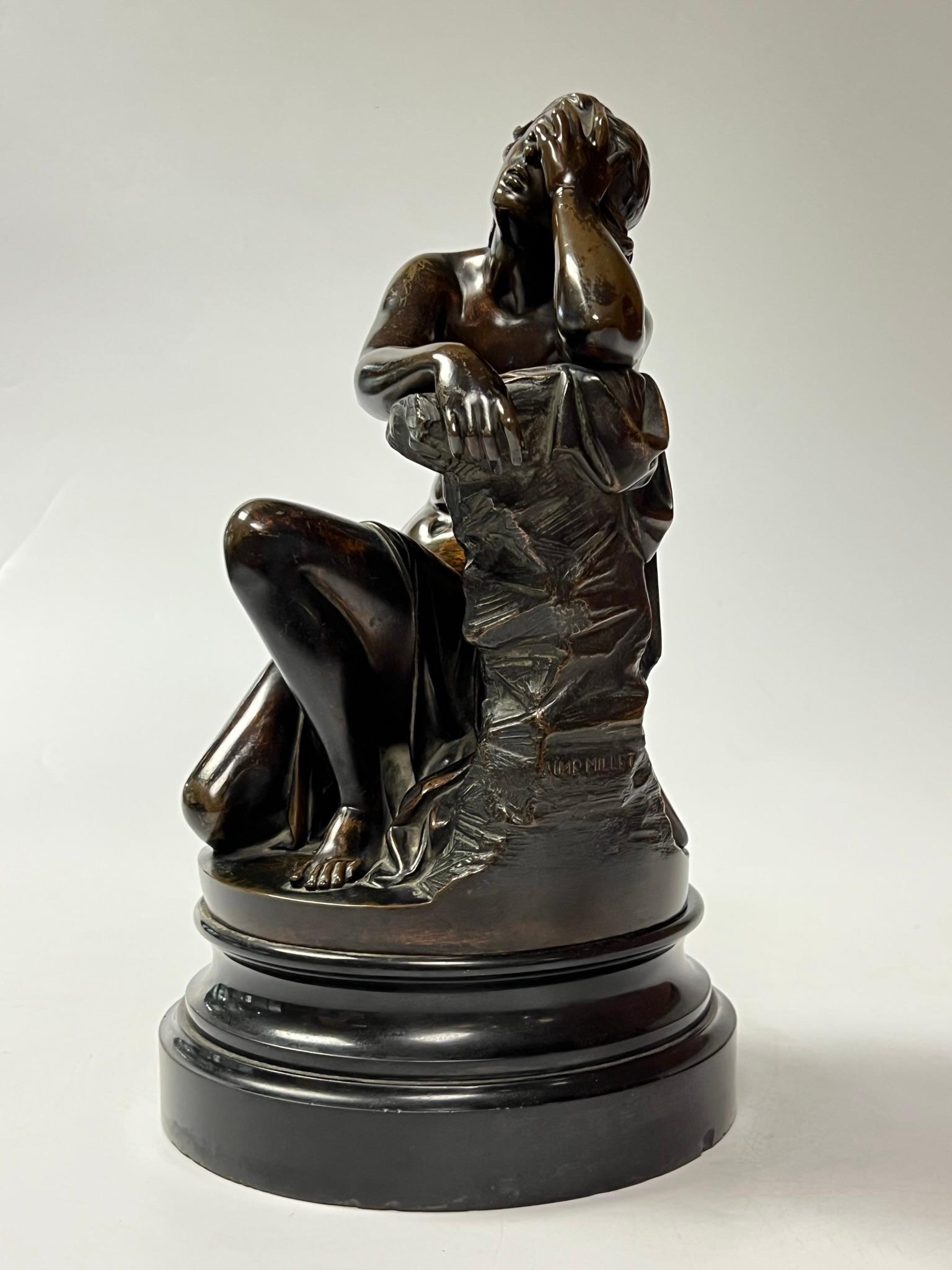 Patinated Ariadne Bronze Sculpture After Aime Millet (1819-1891)  For Sale