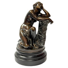 Antique Ariadne Bronze Sculpture After Aime Millet (1819-1891) 