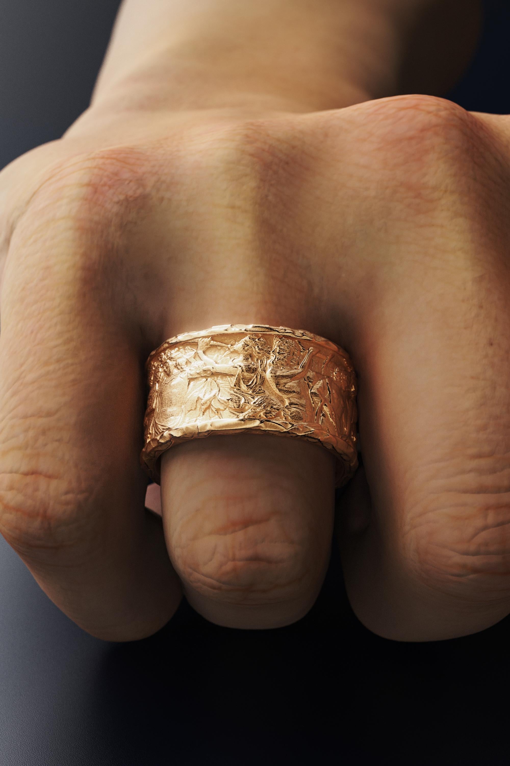 For Sale:  Ariadne & Dionysus Men's Solid Gold Ring 18K  Oltremare Gioielli made in Italy 11