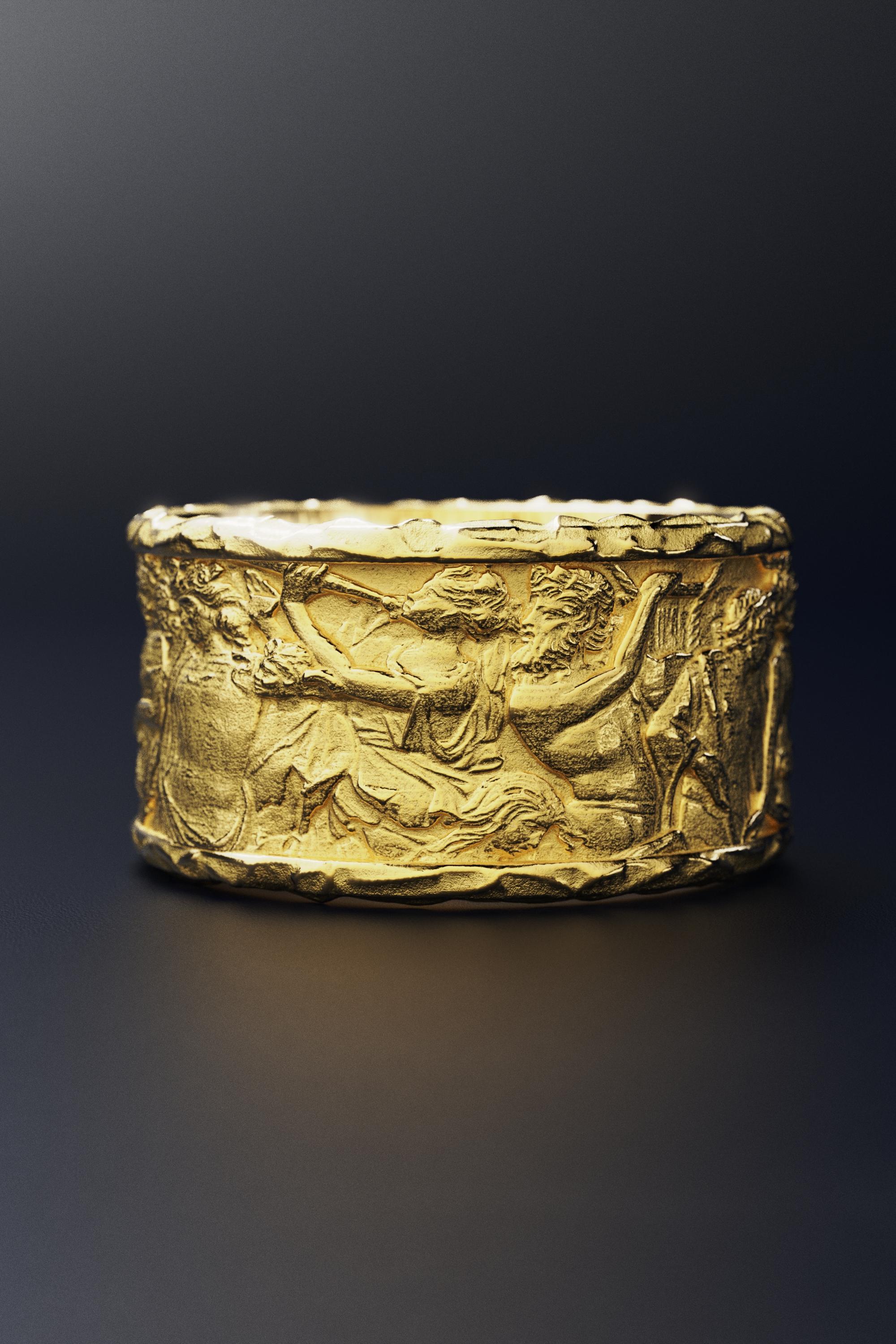 For Sale:  Ariadne & Dionysus Men's Solid Gold Ring 18K  Oltremare Gioielli made in Italy 2