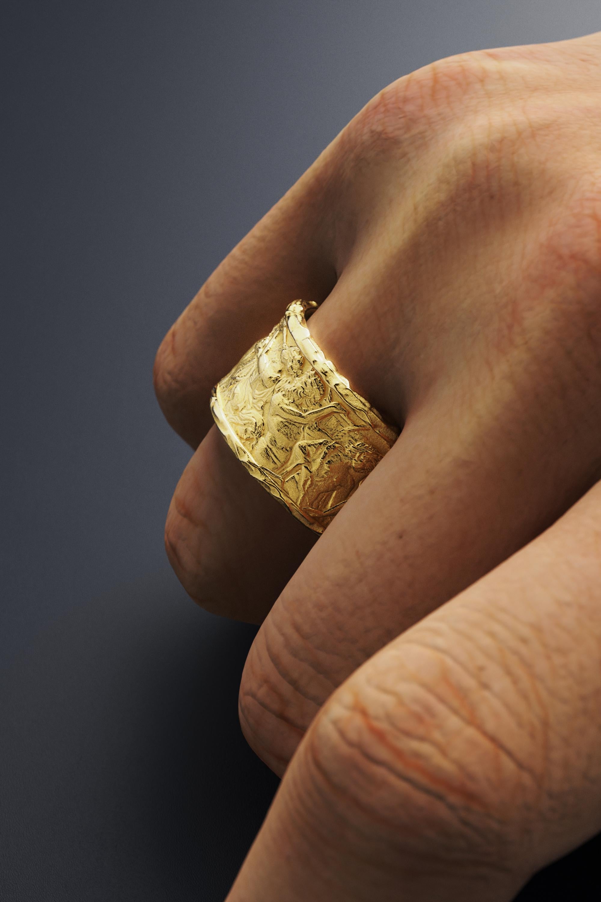 For Sale:  Ariadne & Dionysus Men's Solid Gold Ring 18K  Oltremare Gioielli made in Italy 5
