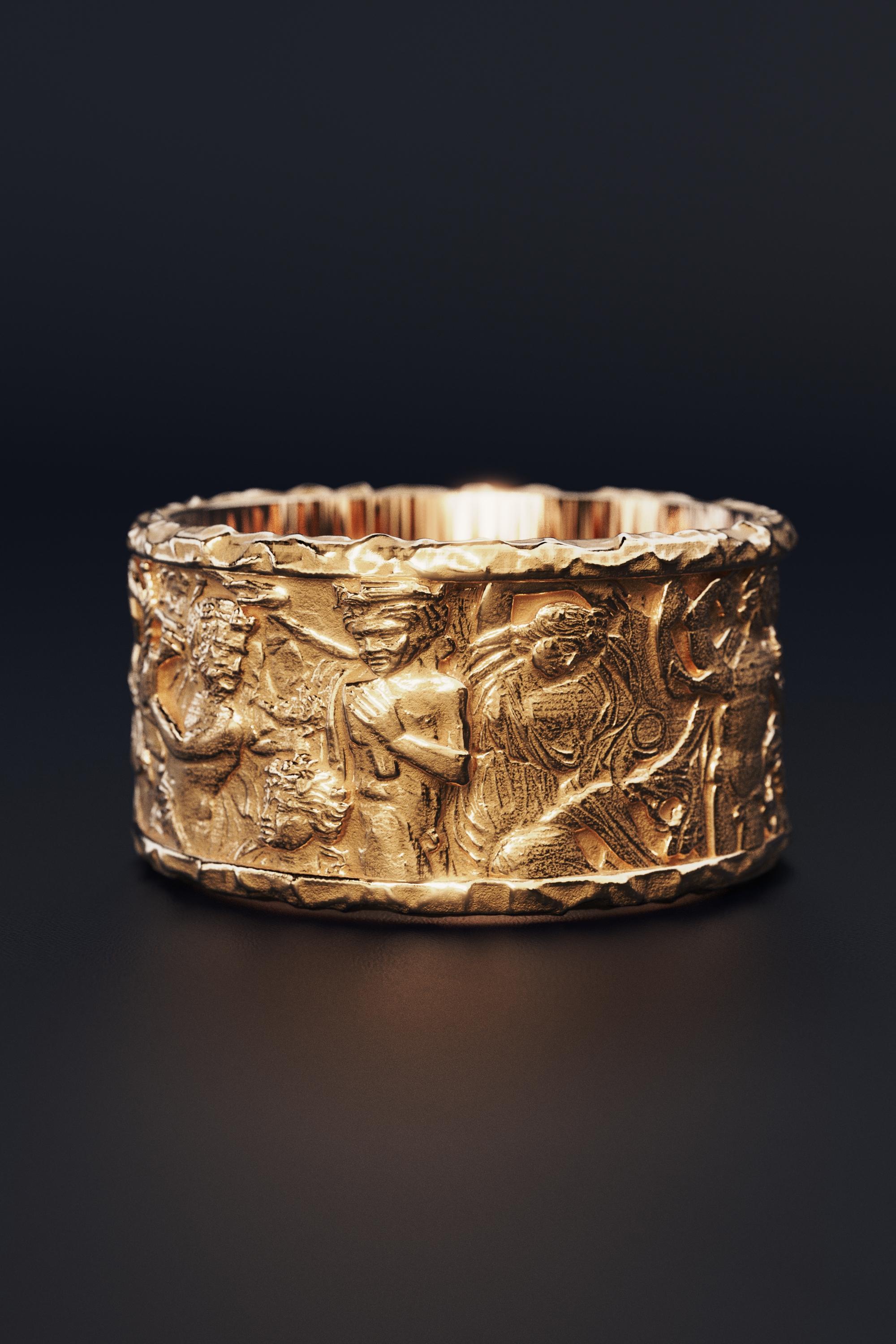 For Sale:  Ariadne & Dionysus Men's Solid Gold Ring 18K  Oltremare Gioielli made in Italy 6