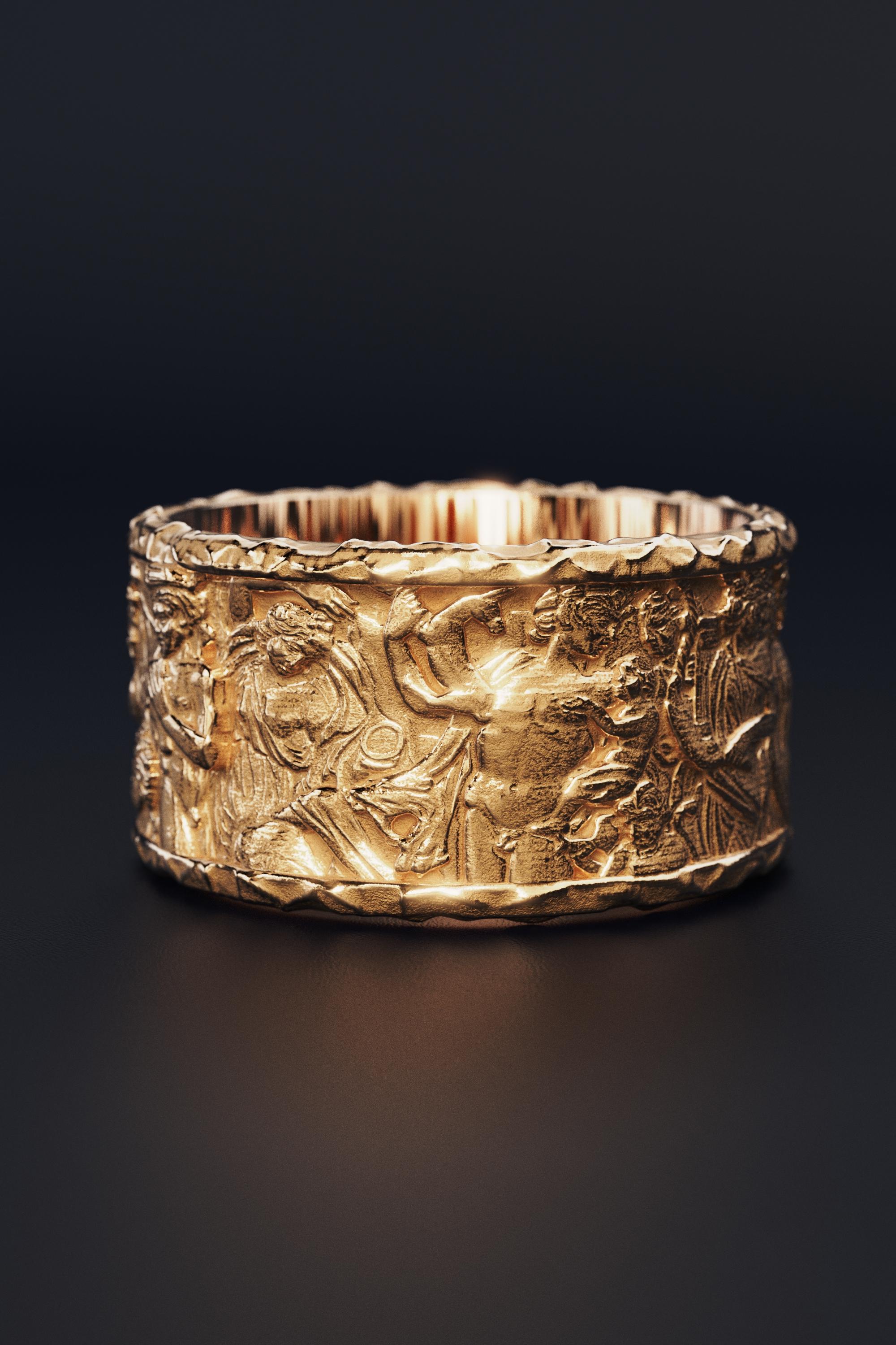 For Sale:  Ariadne & Dionysus Men's Solid Gold Ring 18K  Oltremare Gioielli made in Italy 7