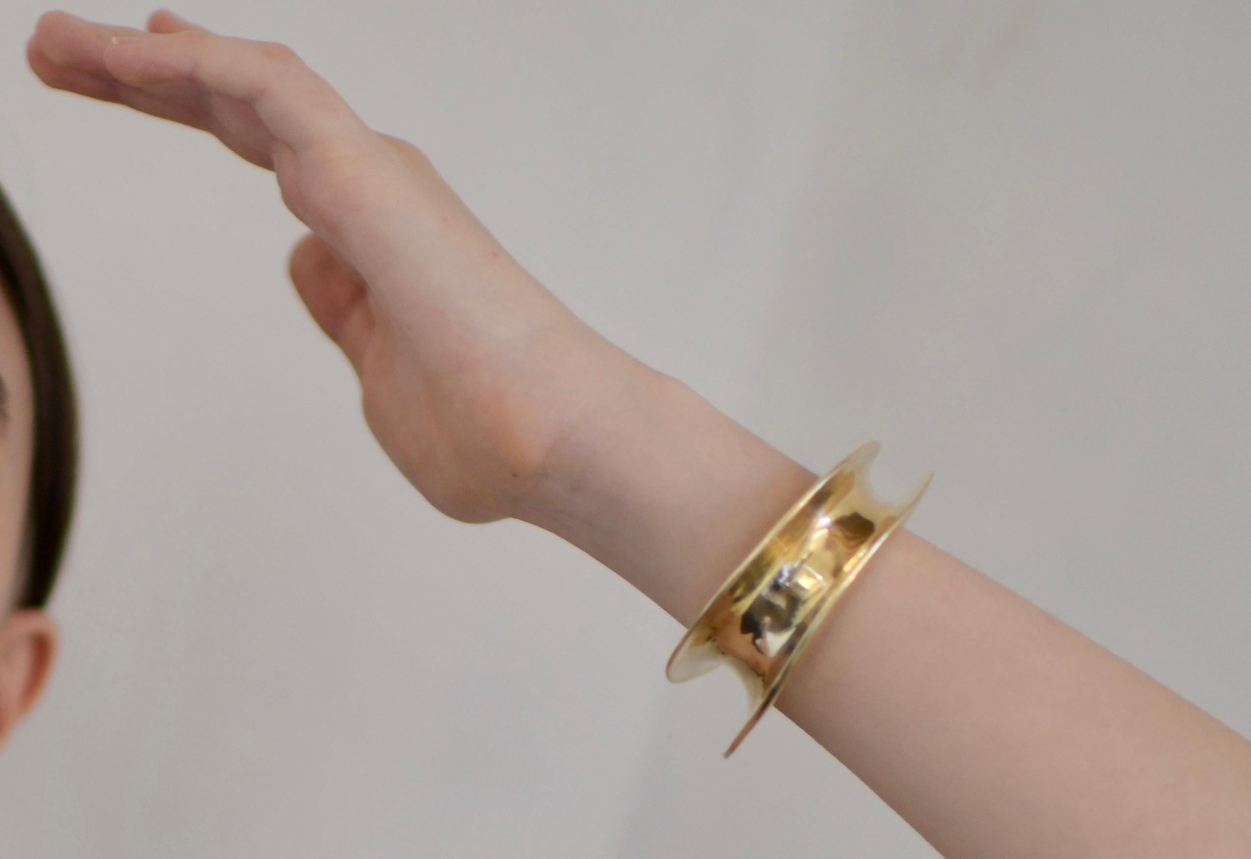Ariana Boussard-Reifel Bast Gold Bronze Sculptural Modern Cuff Bracelet For Sale 2